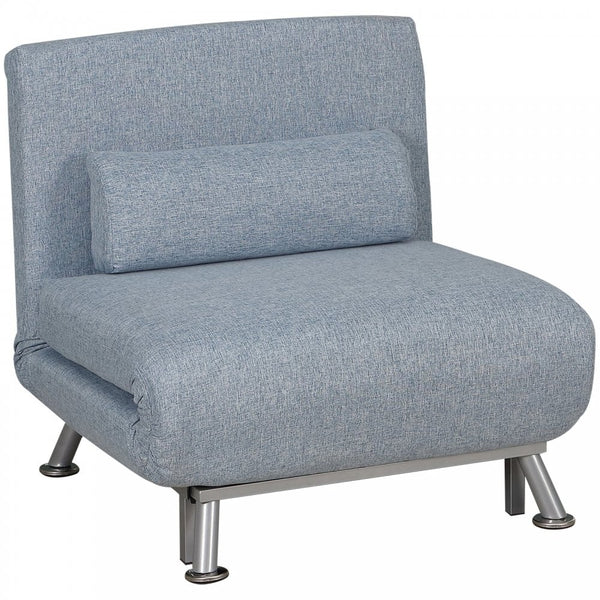 Faux Suede 5-Position Futon Single Sofa Bed Blue Grey