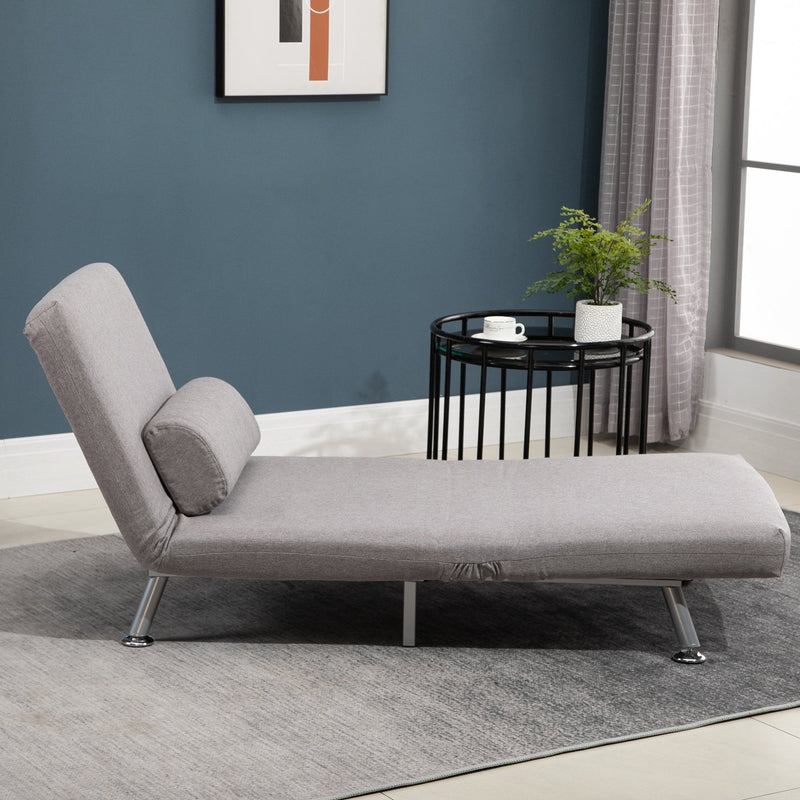 Linen Upholstered Elevated Single Sofa Bed Grey