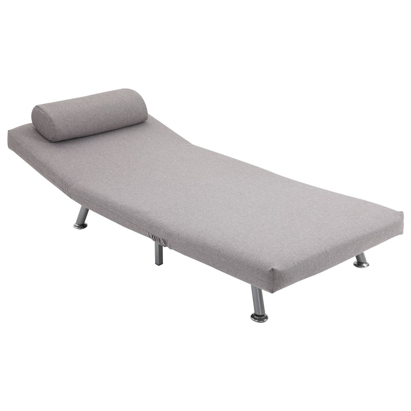 Linen Upholstered Elevated Single Sofa Bed Grey