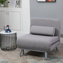 Linen Upholstered Elevated Single Sofa Bed Grey