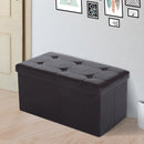 Folding Brown Faux Leather Storage Cube Ottoman Bench Seat PU Rectangular Footrest Stool Box
