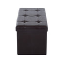 Folding Brown Faux Leather Storage Cube Ottoman Bench Seat PU Rectangular Footrest Stool Box