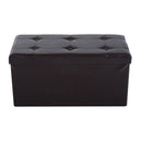 Folding Brown Faux Leather Storage Cube Ottoman Bench Seat PU Rectangular Footrest Stool Box