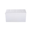 Folding Cream White Faux Leather Storage Cube Ottoman Bench Seat PU Rectangular Footrest Stool Box