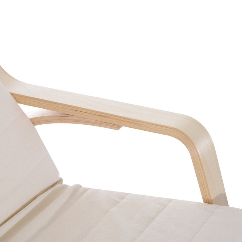 Wooden Rocking Chair With Adjustable Footrest Side Pocket Cushion - Beige