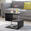 50Lx50Wx50H cm Wooden Side S Shape Cube Coffee Console Table 2-Tier Storage Shelves Organizer Stand Display-Black