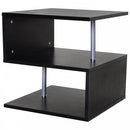 50Lx50Wx50H cm Wooden Side S Shape Cube Coffee Console Table 2-Tier Storage Shelves Organizer Stand Display-Black