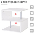 50Lx50Wx50Hcm Side Table 2 Tier Storage Shelves Organizer Office Bookcase Living Room End Desk Stand Display-White
