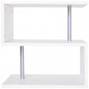 50Lx50Wx50Hcm Side Table 2 Tier Storage Shelves Organizer Office Bookcase Living Room End Desk Stand Display-White