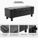 PU Storage Bench Seat Wooden Rectangle Lift Ottoman Entryway Faux Leather Stool - Black