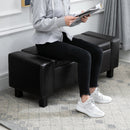 PU Storage Bench Seat Wooden Rectangle Lift Ottoman Entryway Faux Leather Stool - Black