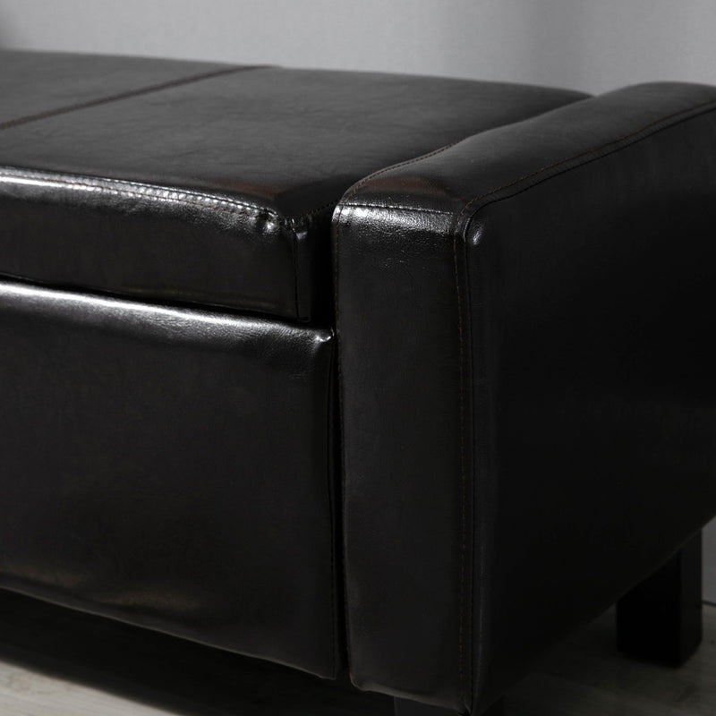 PU Leather Upholstered Flip-Lip Ottoman-Black