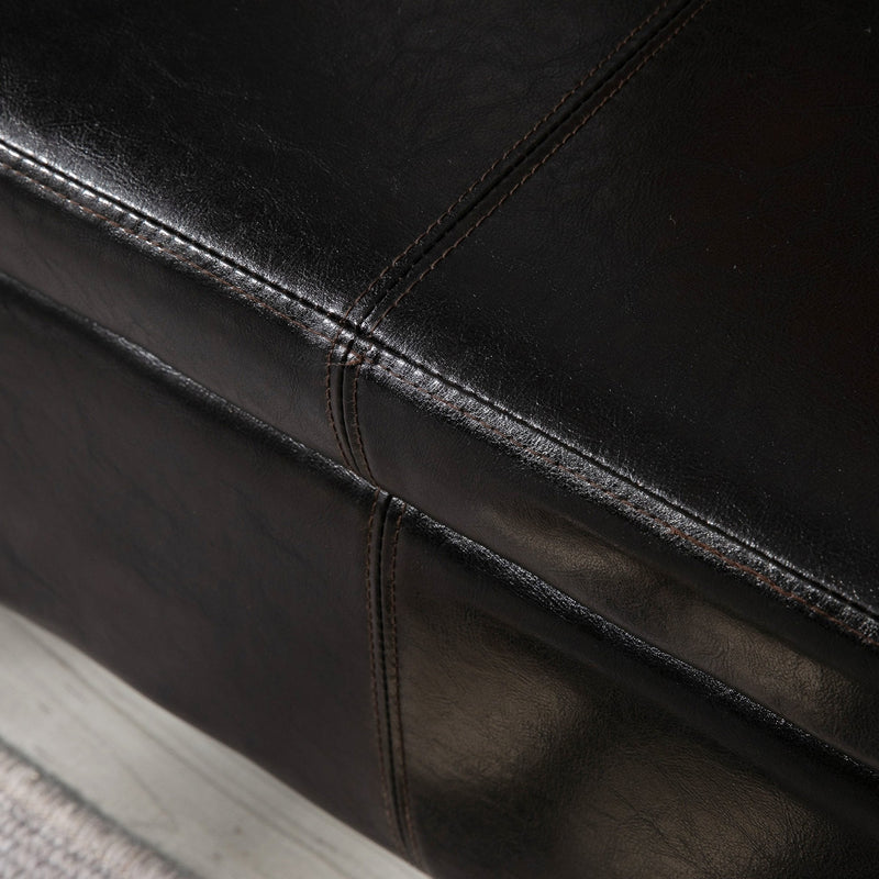 PU Leather Upholstered Flip-Lip Ottoman-Black