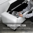 PU Storage Bench Ottoman Chest Faux Leather Stool Seat Bedding Blanket Box With Wooden Frame Window - White