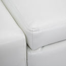 PU Storage Bench Ottoman Chest Faux Leather Stool Seat Bedding Blanket Box With Wooden Frame Window - White