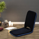 Foldable Lazy Lounge Sofa Padded Floor Chair W/ Adjustable Backrest Thick Seat Cushion-Navy Blue