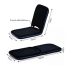 Foldable Lazy Lounge Sofa Padded Floor Chair W/ Adjustable Backrest Thick Seat Cushion-Navy Blue