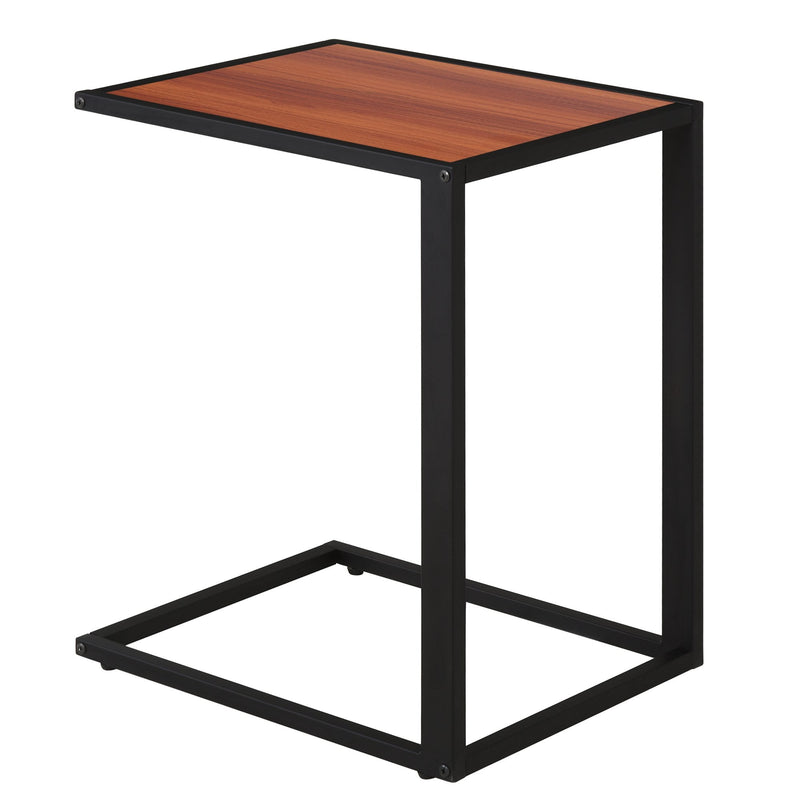 40.6Lx50.8Wx63.5H cm Side Table Sofa Snack Wooden Modern Coffee Table Laptop Holder C shape Overbed Desk Metal Base-Walnut