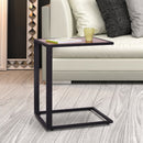 40.6Lx50.8Wx63.5H cm Side Table Sofa Snack Wooden Modern Coffee Table Laptop Holder C shape Overbed Desk Metal Base-Walnut