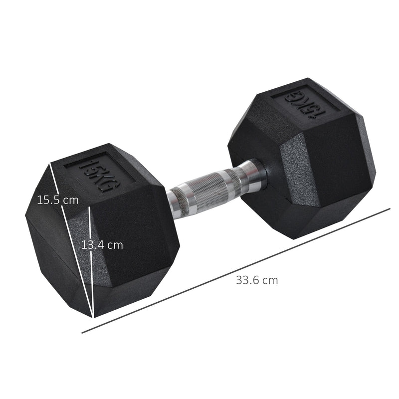 15KG Single Rubber Hex Dumbbell Portable Hand Weights Dumbbell Home Gym Workout Fitness Hand Dumbbell