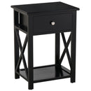 MDF 2-Tier Side Table w/ Drawer Black