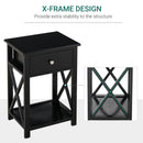 MDF 2-Tier Side Table w/ Drawer Black