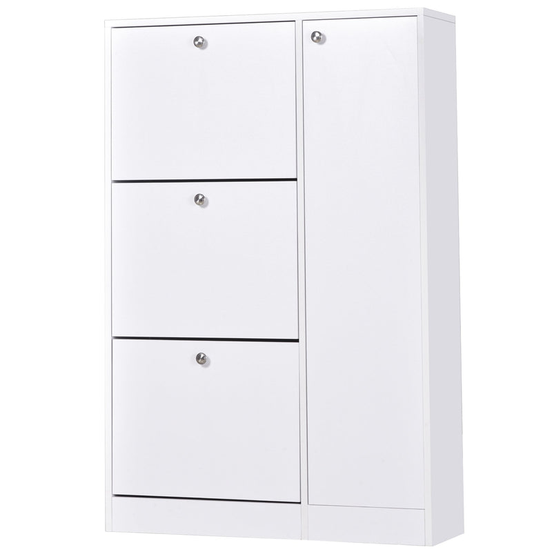 Trendy Shoe Storage Cabinet with 3 Tier Flap Door Drawers, 5-Tier Storage Cabinet, for Bedroom, Dorm, Office, Entryway and Drawer