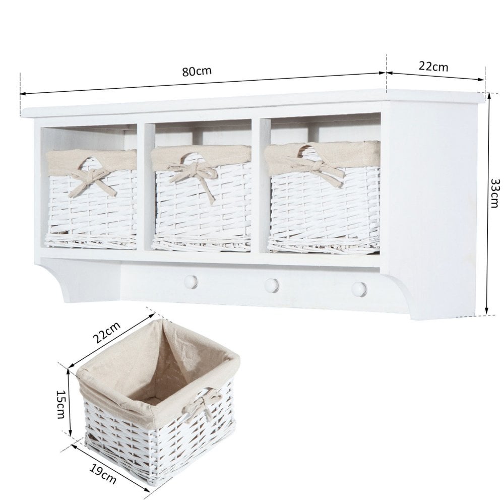 Wall Mounted Coat Coat Hook Shelf With Baskets HBCY Creations