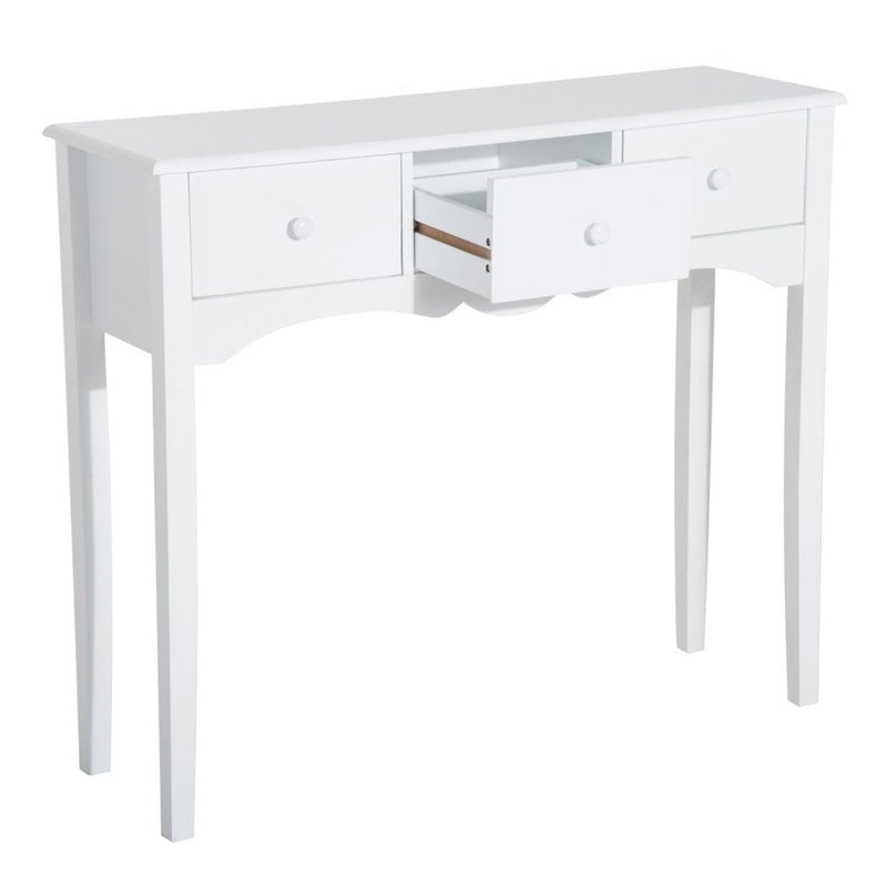 100Wx32Dx85H cm 3-Drawer Dressing Table Entrance Console Table Makeup Desk with Storage in-White