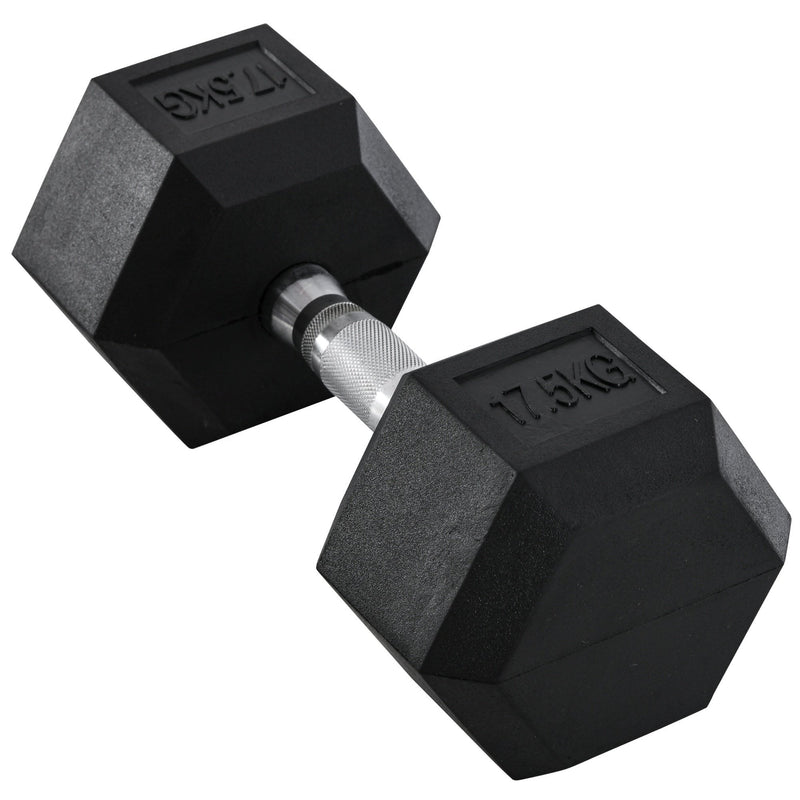 17.5KG Single Rubber Hex Dumbbell Portable Hand Weights Dumbbell Home Gym Workout Fitness Hand Dumbbell