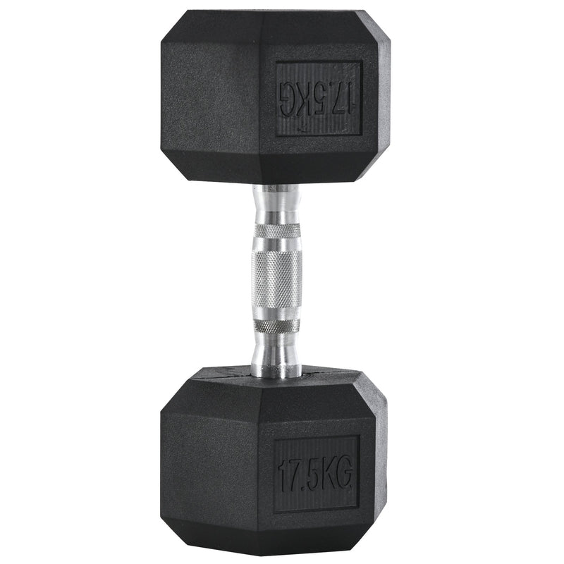 17.5KG Single Rubber Hex Dumbbell Portable Hand Weights Dumbbell Home Gym Workout Fitness Hand Dumbbell