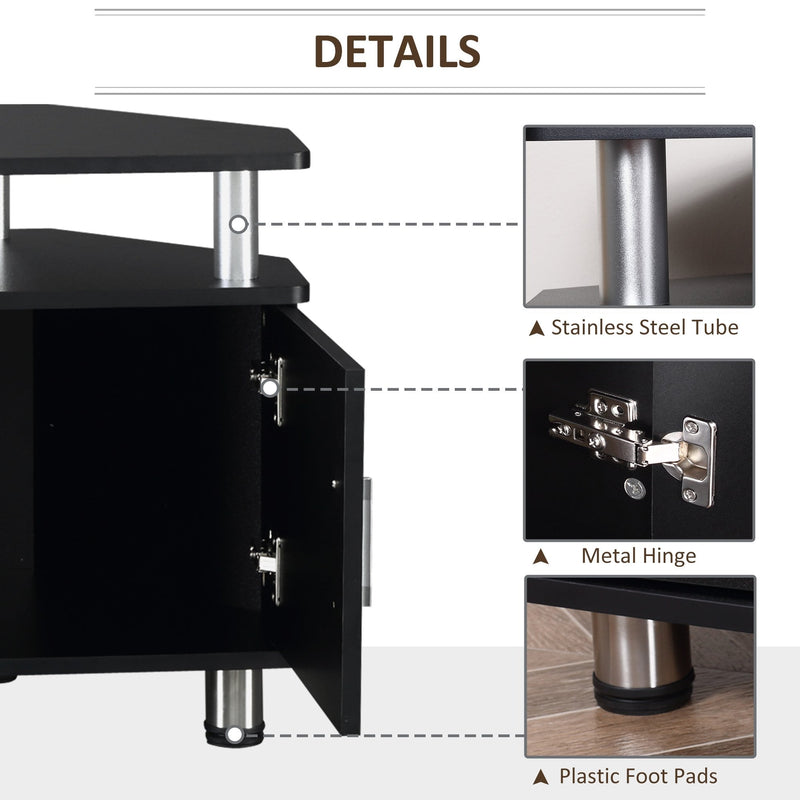 TV Unit Cabinet with Storage Shelves and Cupboard, Entertainment Center for Living Room, Black Stand Cupboard Room
