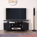 TV Unit Cabinet with Storage Shelves and Cupboard, Entertainment Center for Living Room, Black Stand Cupboard Room
