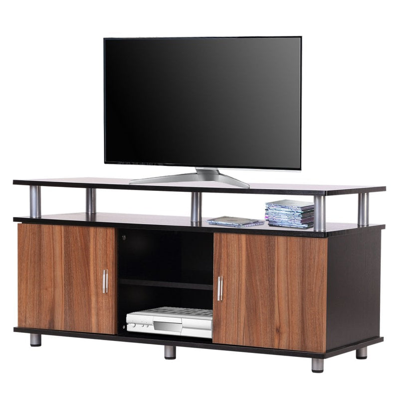 TV Unit 120Lx40Wx52.2H cm Wooden Cabinet Stand Storage Unit Console Living Room Entertainment Center Media Furniture-Black