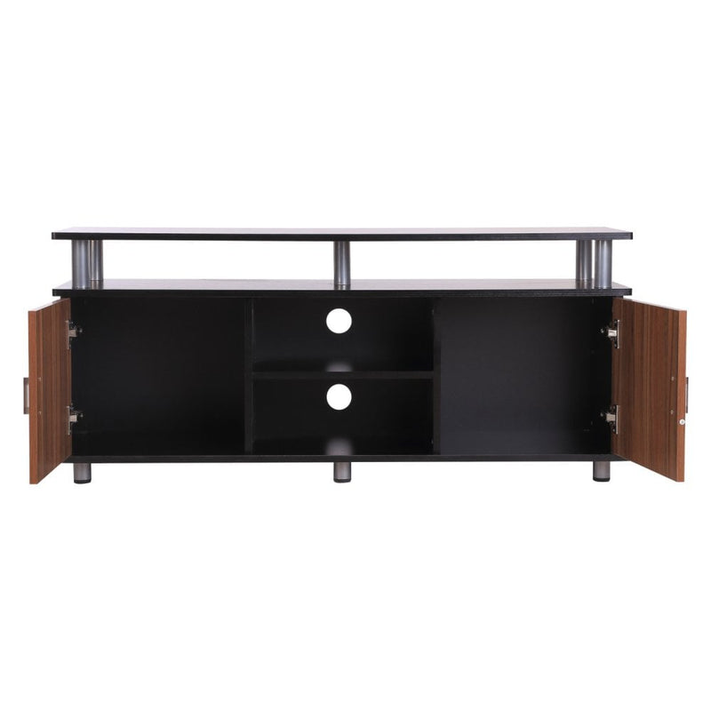 TV Unit 120Lx40Wx52.2H cm Wooden Cabinet Stand Storage Unit Console Living Room Entertainment Center Media Furniture-Black