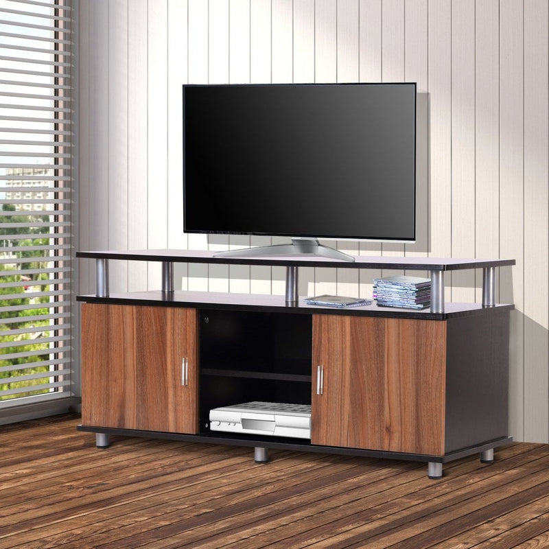 TV Unit 120Lx40Wx52.2H cm Wooden Cabinet Stand Storage Unit Console Living Room Entertainment Center Media Furniture-Black