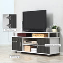 TV Cabinet Unit For TVs Up To 55'' With Storage Shelf And Cupboards, Living Room Entertainment Center Media Console, Grey And White Stand Furniture Console Grey