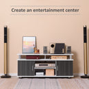 TV Cabinet Unit For TVs Up To 55'' With Storage Shelf And Cupboards, Living Room Entertainment Center Media Console, Grey And White Stand Furniture Console Grey