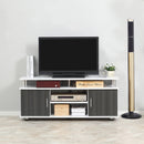 TV Cabinet Unit For TVs Up To 55'' With Storage Shelf And Cupboards, Living Room Entertainment Center Media Console, Grey And White Stand Furniture Console Grey
