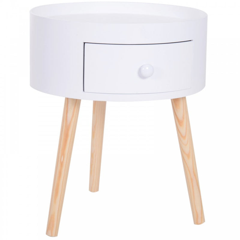 Round Coffee Table, 38w x 45H cm-White