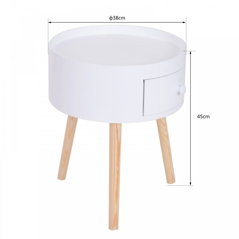 Round Coffee Table, 38w x 45H cm-White