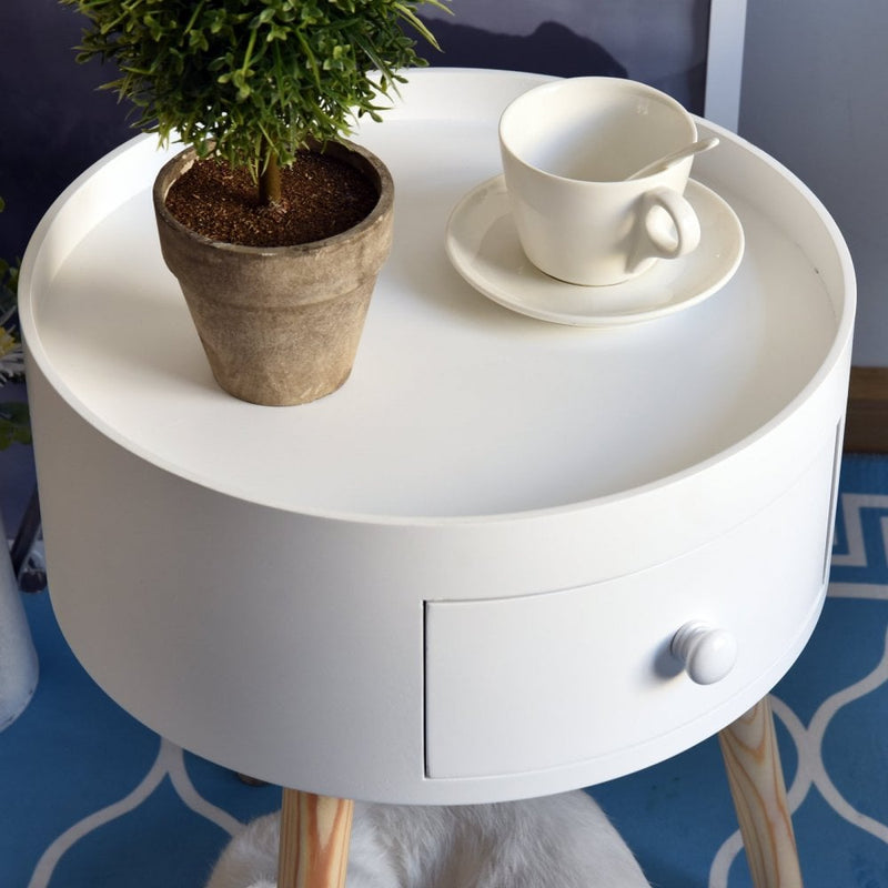 Round Coffee Table, 38w x 45H cm-White