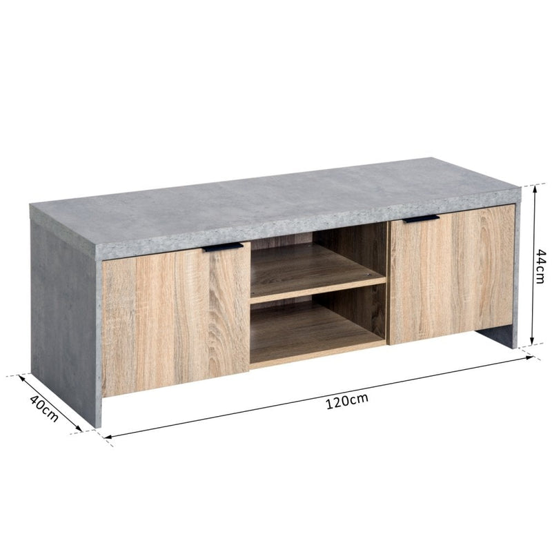 Wooden TV Stand Cabinet Home Media Center DVD CD Storage Unit Entertainment Station Living Room Furniture 120Lx40Wx44cm Grey