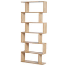 Wooden Wood S Shape Storage Display 6 Shelves Room Divider Unit Chest Bookshelf Bookcase Cupboard Cabinet Home Office Furniture (Oak)