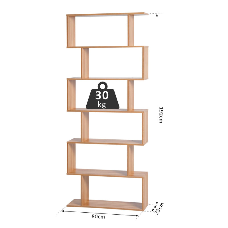 S-Shaped Shelf, 6-Tier,192H cm-Maple Colour