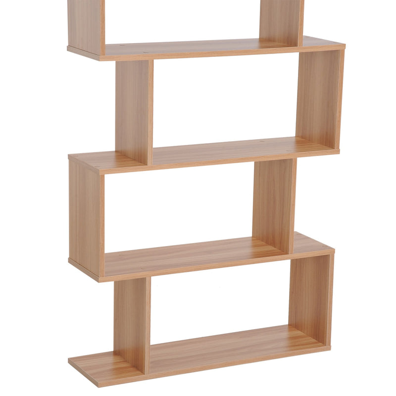 S-Shaped Shelf, 6-Tier,192H cm-Maple Colour