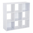 Wooden 9 Cube Storage Cabinet Unit 3 Tier Shelves Organiser Display Rack Living Room Bedroom Furniture - White