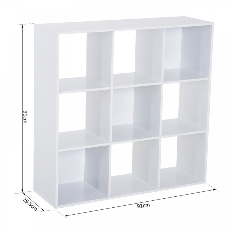 Wooden 9 Cube Storage Cabinet Unit 3 Tier Shelves Organiser Display Rack Living Room Bedroom Furniture - White