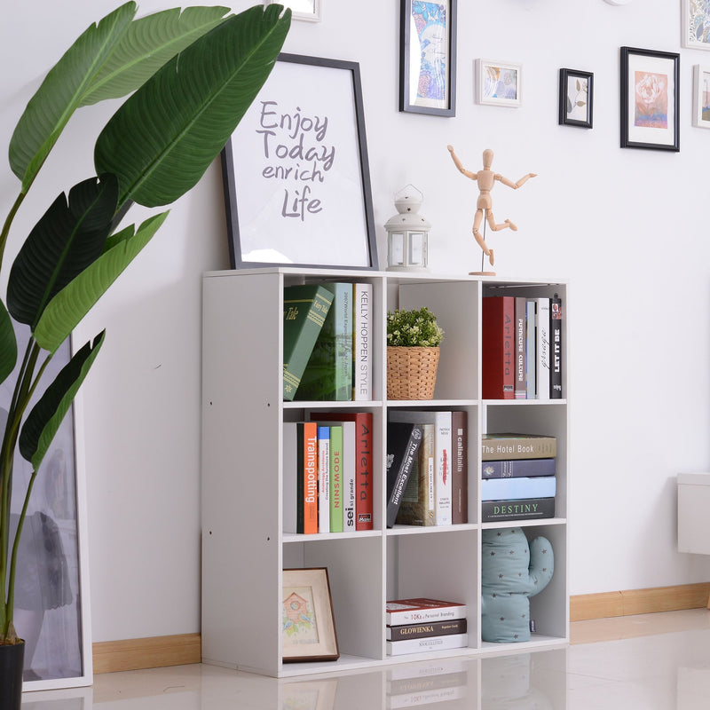 Wooden 9 Cube Storage Cabinet Unit 3 Tier Shelves Organiser Display Rack Living Room Bedroom Furniture - White