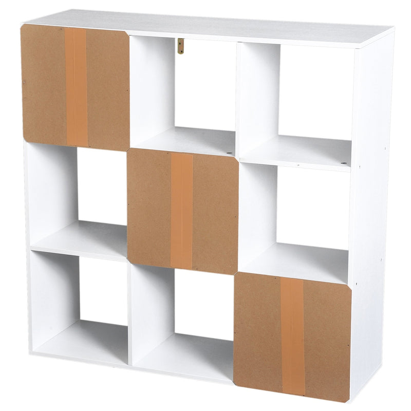 Wooden 9 Cube Storage Cabinet Unit 3 Tier Shelves Organiser Display Rack Living Room Bedroom Furniture - White